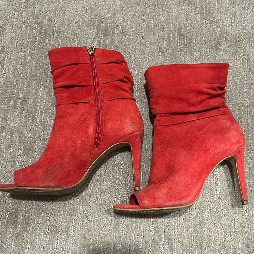 Red Peep Toe Booties - Vince Camuto 6.5